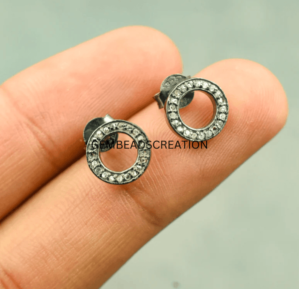 10mm Pave Diamond Round Stud Earrings Diamond Earring Diamond Stud Jewelry Minimalist Studs Gift For Her Christmas Gifts