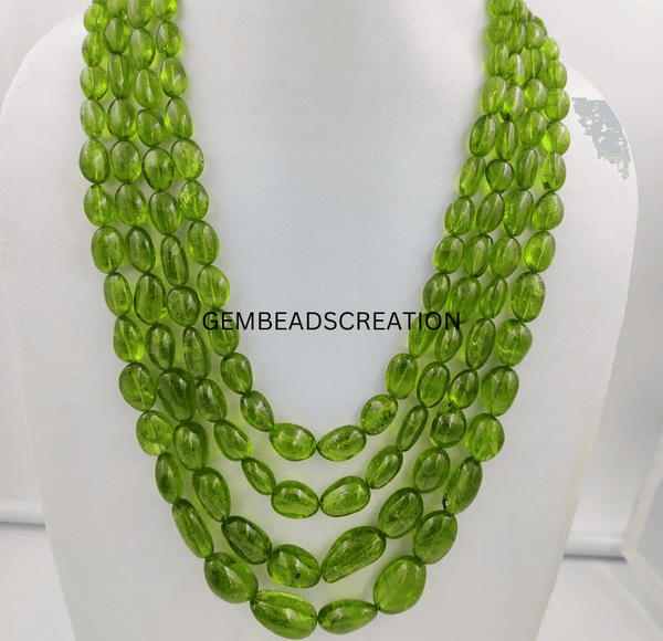 Peridot Gemstone Necklace Peridot Tumble Necklace Smooth Nugget Beads Handmade Jewelry Strand Necklace Valentines Gifts