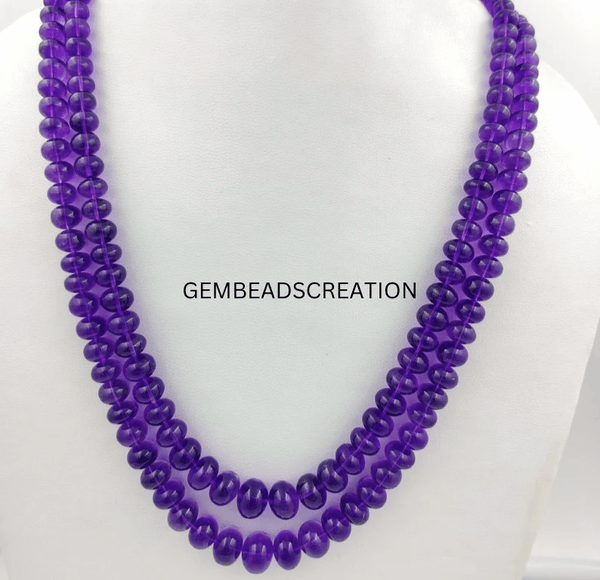 Amethyst Layering Gemstone Necklace Beaded Necklace 6-12mm Smooth Rondelle Necklace Gift For Her Birthstone Necklace Valentines Gift