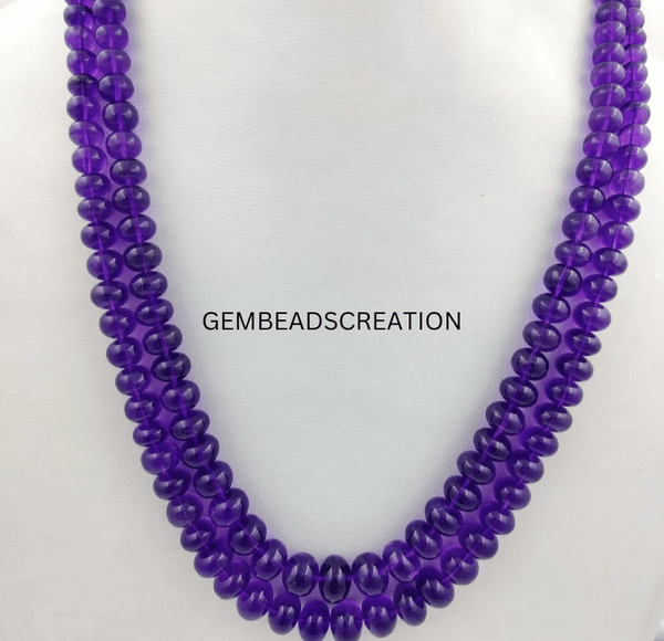 Amethyst Smooth Rondelle Necklace Layering Beaded Necklace 5.5-11.5mm Gemstone Necklace Gift For Her Handmade Jewelry Necklace