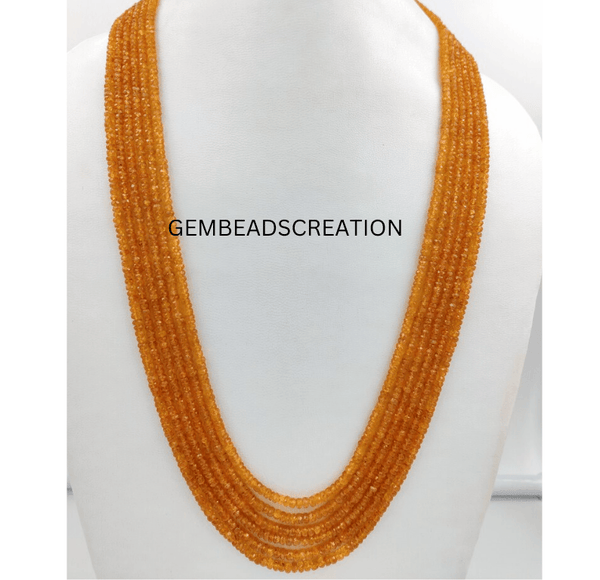 Precious Spessartine Garnet Beaded Necklace/3-4mm Natural Gemstone Necklace/Spessartite Mandarin Garnet/Rondelle Beads