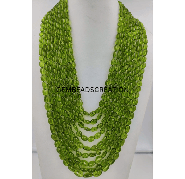 Peridot Smooth Beads Necklace Gemstone Jewelry Peridot Tumble Nugget Beads Handmade Jewelry Necklace Gift For Her