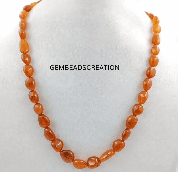 6-12.5mm Precious Spessartite Garnet Tumble Necklace/Natural Gemstone Necklace/Spessartine Mandarin Garnet Beads