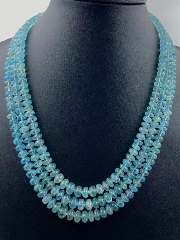 Natural Aquamarine Melon Cut Beads Necklace Gemstone Beaded Necklace layering statement necklace gift for her