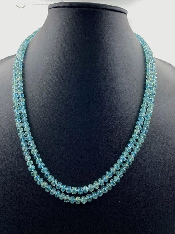 Natural Aquamarine Melon Cut Beads Necklace Gemstone Beaded Necklace gift for anniversary jewelry gifts