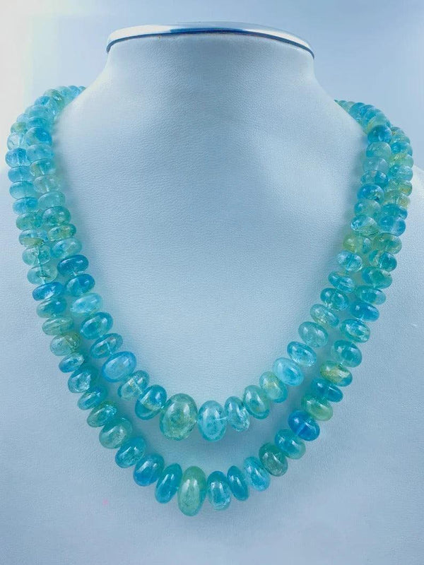 Aquamarine Necklace Gemstone Beaded Birthstone Necklace Rondelle Beads Anniversary Gift For Her Melon Cut Beads Necklace Round Beads