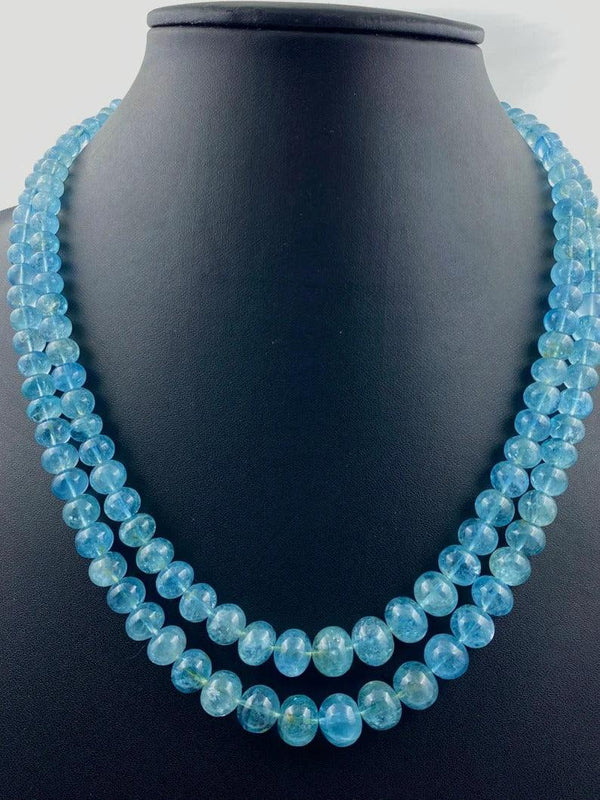 Aquamarine Necklace Gemstone Beaded Birthstone Necklace Rondelle Beads Anniversary Gift For Her Melon Cut Beads Necklace Round Beads