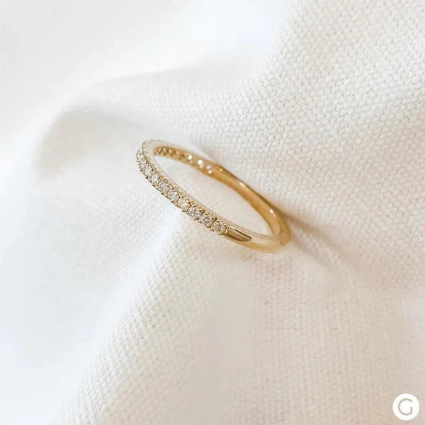 Moissanite Wedding Band Moissanite Half Eternity Band Yellow Gold Band Anniversary Gift For Her Minimalist Band