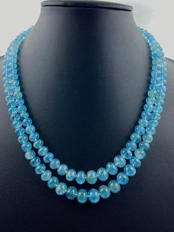 Natural Aquamarine Melon Cut Beads Necklace Aquamarine Round Necklace Gemstone jewelry Gift For Her Wedding Anniversary