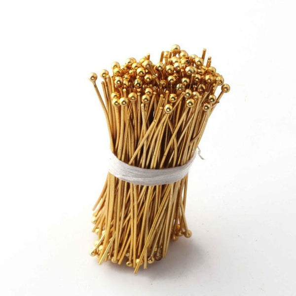 50 Pieces Gold Plated Head Pins Copper Pins Jewelry Making Copper Head Pins Jewelry Supplies Silver Plated Pins