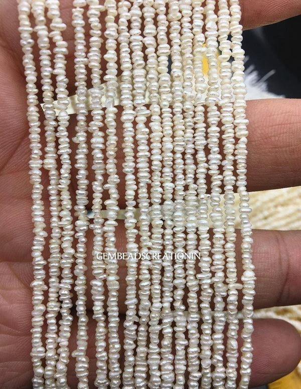 White Pearl Irregularly Beads, 2-2.5mm Tiny Pearl Beads 14 inches Strand, Pearl Button Beads, Pearl Beads Strand, Jewelry Making Beads