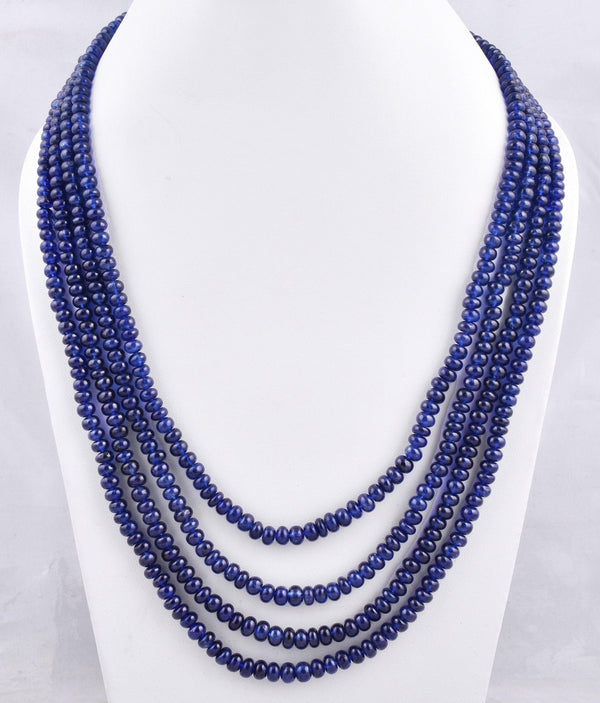 873 CT. Natural Blue Sapphire Necklace, 4-6mm Gemstone Necklace, Sapphire Necklace, Beaded Strand Necklace, Handmade Necklace/ Gift For Her