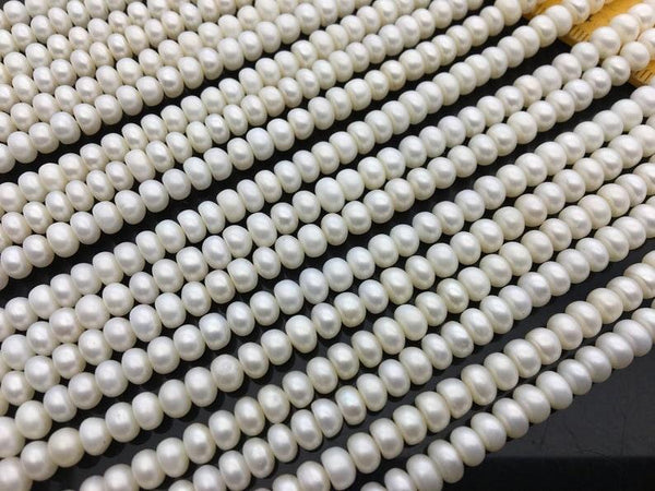 Freshwater Pearl Button Round Beads, 5.5-6mm 14 inches Strand, Pearl Rondelle Beads, Freshwater Pearl , Pearl Jewelry Beads, Wholesale Bead