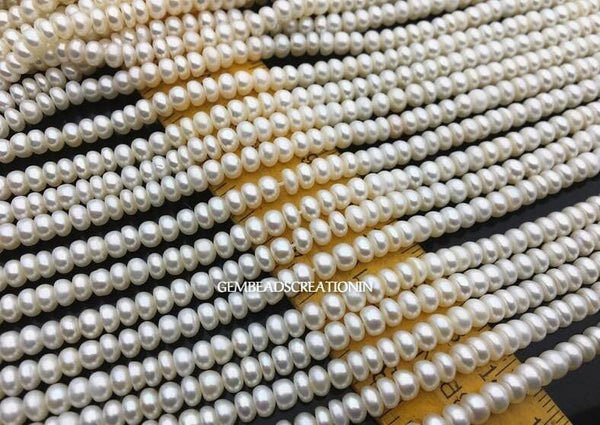 4.5-5mm Genuine Freshwater Pearl Button Round Beads 14 inches Strand Pearl Rondelle Beads Freshwater Pearl Button Beads For Jewelry Necklace