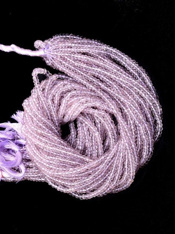 5 Strand Pink Amethyst 3-4mm Rondelle Beads, Faceted Rondelle Beads, Pink Amethyst Beads, Amethyst Rondelle Beads,Gemstone Beads For Jewelry