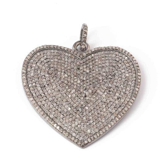 Antique Finish Pave Diamond Heart Pendant/925 Sterling Silver 31x30mm Diamond Jewelry/ Heart Necklace/Gift For Her/Wedding Anniversary Gift/