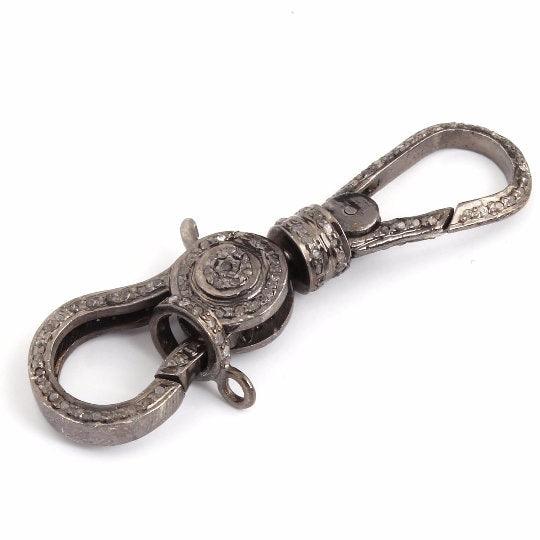 1 Pc Antique Pave Diamond Lobster Lock Clasp In Sterling Silver 50x15mm Diamond Lock, Diamond Findings, Diamond Clasp &Clips, Designer Lock