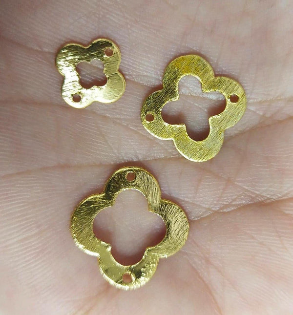 50 Pcs Gold Plated Clover Charms, Copper Charm, Brushed Gold Charm, Gold Plated Clover, Craft Supplies, Quatrefoil Clover, Brass Findings