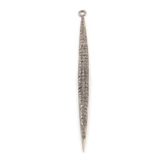 pave diamond spike charm pendant 925 sterling silver spike pendant 85x5mm diamond finding handmade jewelry diamond charm craft supplies