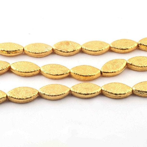 Copper Gold Plated Marquise Beads, Brass Beads, Casting Copper Beads, Jewelry Supplies, Copper Beads, Handmade Craft Supplies, 20x11mm