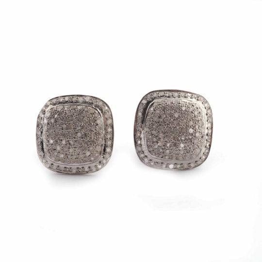 Pave Diamond Stud Earrings/925 Silver Stud Earring/13mm Handmade Jewelry/Diamond Studs/Minimalist Studs/Bridesmaid Jewelry/ Wedding Jewelry