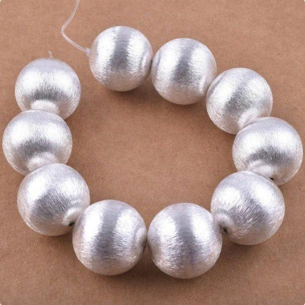 Copper Round Ball Beads 24mm, 8 Inch Brushed Round Spacer Beads Silver Round Ball, Copper Scratch Ball, Metal Bead Jewelry Making Finding