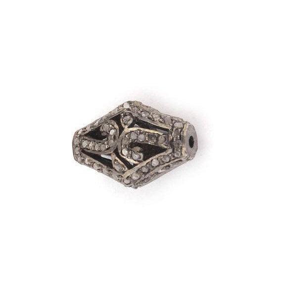 Antique Finish Diamond Beads/Pave Diamond Beads/Diamond Filigree Beads/Diamond Jewelry/ 17x11mm Silver Beads/Jewelry Findings/Rhombus Shape