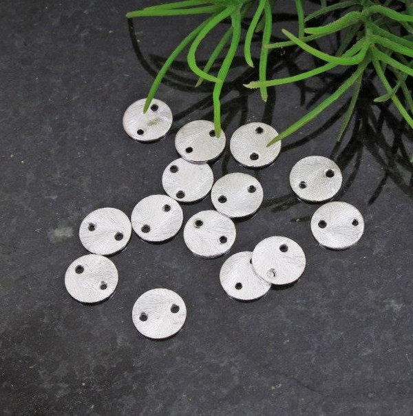 100 Pcs Silver Plated Disc, Copper Beads, Thin Spacer Charms, Brushed Coin Charm, Jewelry Making, Thin Disc Charm, 8mm Round Copper Charm