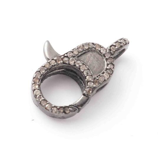 Pave Diamond Lobster/20mmx10mm Pave Diamond Clasp/Diamond Lock/Oxidized Silver Jewelry/Lobster Clasp/Diamond Jewelry Findings/Supplies