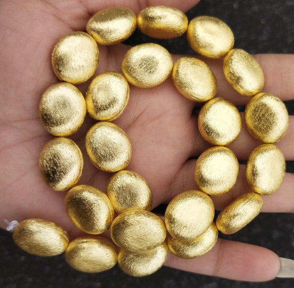 Copper Beads,Gold Plated Beads, Matte Finish Oval Beads, Brushed Oval Beads, Saucer Beads, Craft Supplies, Jewelry Making, Copper Oval Beads