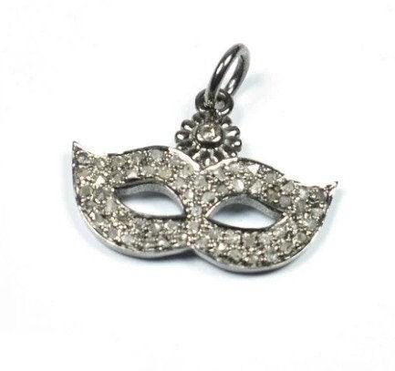 Pave Diamond Queen Mask Pendant, Pave Diamond Pendant, Diamond Ghost Pendant, Diamond Mask, Mask Charm, Mask Necklace, 22x17mm, Pendant