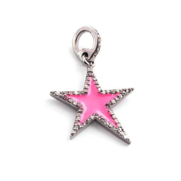 21x18mm Diamond Bakelite Star, Diamond Star, Enamel Star Pendant, Pave Diamond Bakelite, Bakelite Star Pendant, Star Pendant Diamond Jewelry