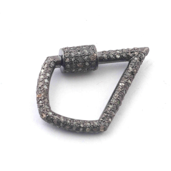 31x21mm Pave Diamond Lock Screw Mechanism Clasp Carabiner Lock Diamond Clasp Diamond Jewelry Findings Carabiner Clasp Craft Jewelry Necklace