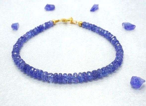 4-6mm Tanzanite Bracelet, Gemstone Bracelet, Beaded Jewelry, Tanzanite Gemstone, Gift For Her, Natural Tanzanite, Bracelet For Women,Jewelry