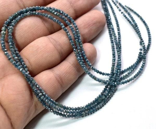 2-3mm AAA Quality Blue Diamond Beads Diamond Beads Natural Diamond Rondelle Beads Diamond Strand Jewelry Making Diamond Loose Craft Supplies