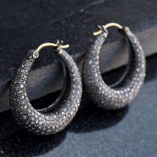 Pave Diamond Huggies, Hoop Earrings, Diamond Earrings, Dainty Hoops, Sold As a Pair, Diamond Hoops, Minimalist Earring, Gift For Her