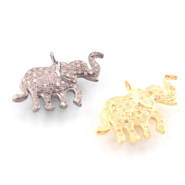 Pave Diamond Elephant Charm, 22x13mm, Diamond Pendant, Pave Diamond Charm, Elephant Jewelry, Dainty Necklace, Pendant Jewelry, Diamond Charm