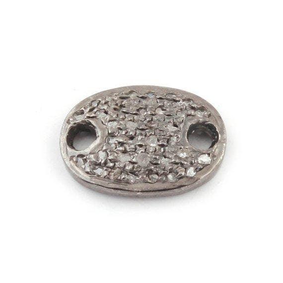 Pave Diamond Oval Beads Connector Diamond Findings Spacers Beads Antique Finish Oval Beads Handmade Diamond Jewelry 12x9xmm Craft Findings