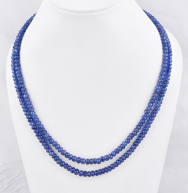 4.25-6mm Natural Blue Sapphire Necklace/323 Ct. Sapphire Gemstone Necklace/Smooth Rondelle Beads/Beaded Necklace/Birthstone Necklace/Gifts