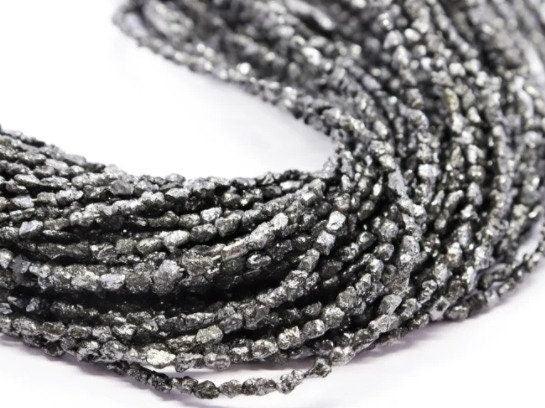 100% natural black diamond beads, 2.5-3.5mm diamond nugget, diamond bead, diamond strand, raw uncut chip bead, wholesale bead, diamond loose