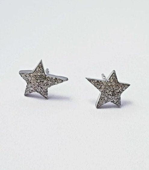 Pave Diamond Star Stud Earrings 10x11mm Minimalist Dainty Earring 925 Sterling Silver Earlobe Studs Wedding Gift For Her Diamond Jewelry