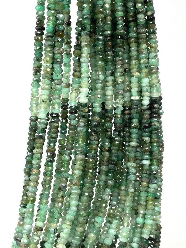 3.5-4mm, Natural Shaded Emerald Beads, Emerald Gemstone Beads, Wholesale Beads, Jewelry Making, Beads Strand, Emerald Jewelry, Rondelle Bead