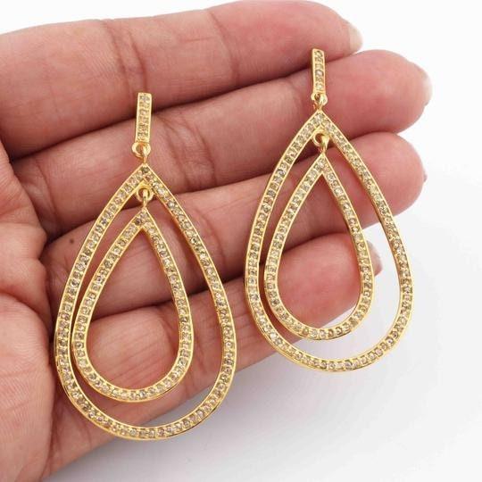 1 Pair Pave Diamond Earrings Dangle Drop Earrings 43X25mm