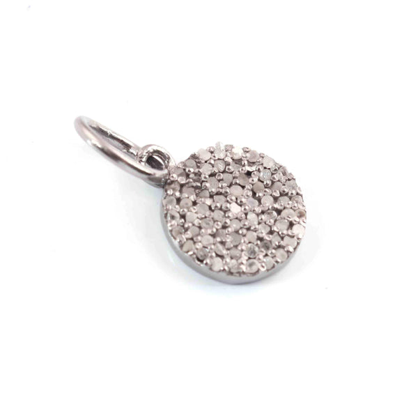 1 Pc Pave Diamond Round Pendant, 925 Silver Pendant, 16x9mm, Diamond Disc Pendant, Diamond Jewelry Findings, Valentines Gift, Round Disc