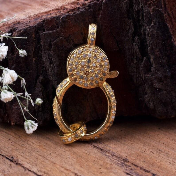 1 Pc Pave Diamond Handmade Lobster Lock Clasp In Rose Gold 30x15mm, Pave Diamond Lock, Diamond Findings, Diamond Clasp & Clips, Lobster Claw