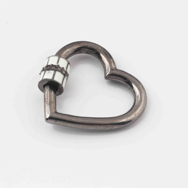 23mm Pave Diamond Heart Carabiner/Enamel lock Clasp/Sterling Silver/Clasp Lobster Screw Mechanism Carabiner/Diamond Jewelry Findings