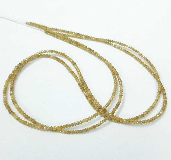 1.5-2.20mm Yellow Diamond Rondelle Beads, Diamond Beads, Diamond Strand, Wholesale Beads, Diamond Loose, Faceted Beads, Yellow Diamond Beads