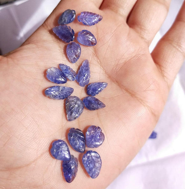 Natural Tanzanite Leaf Shape Carving/100% Tanzanite Loose Gemstone Beads/Carved Gemstone/8-10mm Beads For Jewelry/Craft Supply Necklace Bead