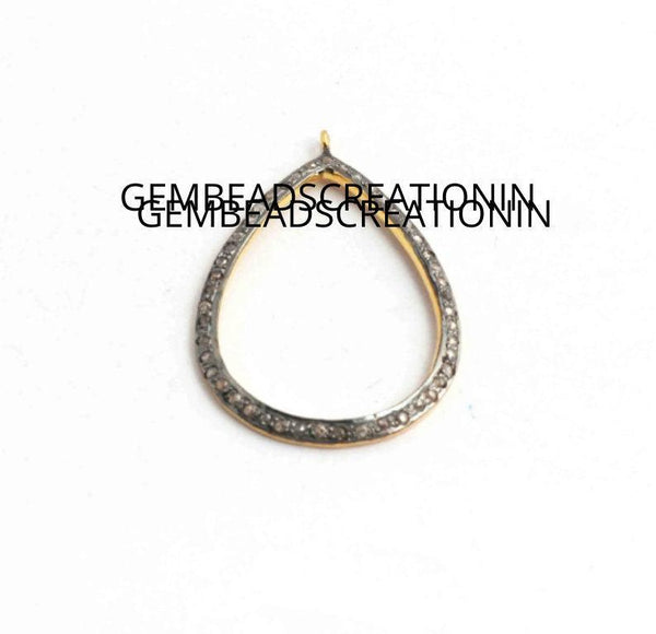 Pave Diamond Charm/Diamond Pear Charm/42x28mm Diamond Pendant/Charm For Earring/Jewelry Findings/Drop Charm Pendant/Direct Manufacturer