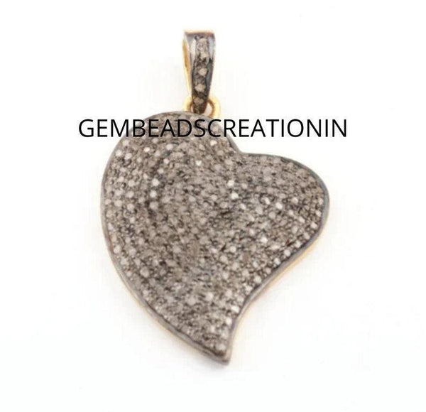 Pave Diamond Heart/Love Heart Pendant/28X21mmSilver Heart Pendant/Heart Necklace//Anniversary Gift/Pave Diamond Pendant/Diamond Fine Jewelry